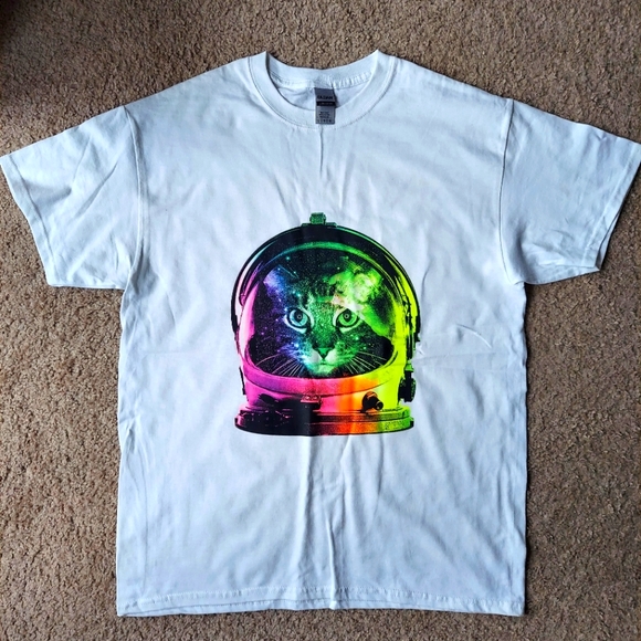 Space Cat Unisex T Shirt Size Large - Picture 1 of 2
